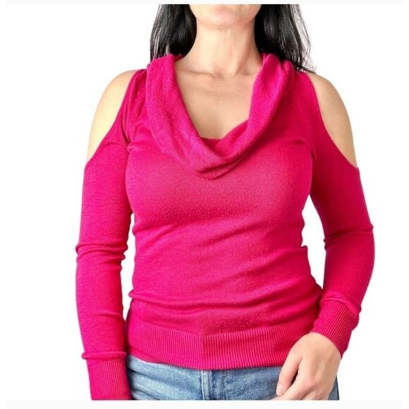 ARMANI EXCHANGE Black Cowl Neck Womens Sweater Open shoulder Long Sleeve‎ Luxury - Picture 9 of 10